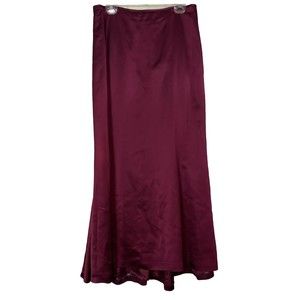 Carmen Marc Valvo Signature Maxi Skirt Red Satin  A-line Long Formal Wedding 14